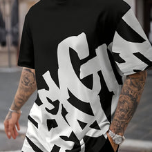 Laden Sie das Bild in den Galerie-Viewer, TRENDY BAGGY T-SHIRT FÜR MÄNNER MIT GROSSBUSCHSTABEN-PRINT - BARBER TRENDS WORLD