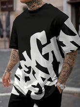 Laden Sie das Bild in den Galerie-Viewer, TRENDY BAGGY T-SHIRT FÜR MÄNNER MIT GROSSBUSCHSTABEN-PRINT - BARBER TRENDS WORLD