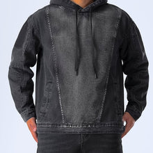 Laden Sie das Bild in den Galerie-Viewer, SCHWARZER JEANS HOODIE FÜR MÄNNER! - BARBER TRENDS WORLD