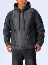 Laden Sie das Bild in den Galerie-Viewer, SCHWARZER JEANS HOODIE FÜR MÄNNER! - BARBER TRENDS WORLD