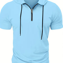 Laden Sie das Bild in den Galerie-Viewer, STYLISCHES HERREN CASUAL KAPUTZEN-T-SHIRT MIT 1/4 REIßVERSCHLUSS - BARBER TRENDS WORLD