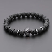 Laden Sie das Bild in den Galerie-Viewer, LAVASTEIN ARMBAND MIT TOTENKOPF - BARBER TRENDS WORLD