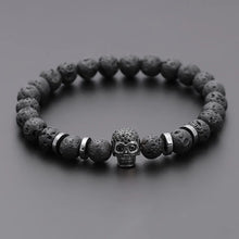 Laden Sie das Bild in den Galerie-Viewer, LAVASTEIN ARMBAND MIT TOTENKOPF - BARBER TRENDS WORLD