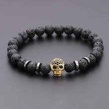 Laden Sie das Bild in den Galerie-Viewer, LAVASTEIN ARMBAND MIT TOTENKOPF - BARBER TRENDS WORLD