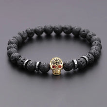 Laden Sie das Bild in den Galerie-Viewer, LAVASTEIN ARMBAND MIT TOTENKOPF - BARBER TRENDS WORLD