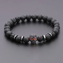 Laden Sie das Bild in den Galerie-Viewer, LAVASTEIN ARMBAND MIT TOTENKOPF - BARBER TRENDS WORLD