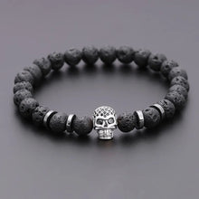 Laden Sie das Bild in den Galerie-Viewer, LAVASTEIN ARMBAND MIT TOTENKOPF - BARBER TRENDS WORLD