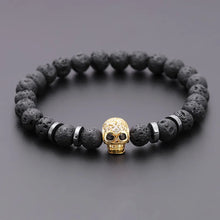 Laden Sie das Bild in den Galerie-Viewer, LAVASTEIN ARMBAND MIT TOTENKOPF - BARBER TRENDS WORLD