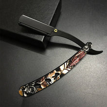 Laden Sie das Bild in den Galerie-Viewer, ROCK´N ROLL RASIERMESSER AUS EDELSTAHL MIT TOTENKOPF PRINTS - BARBER TRENDS WORLD