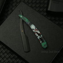 Laden Sie das Bild in den Galerie-Viewer, BARBER SHOP PROFI-RASIERMESSER MIT COOLEN TOTENKOPF- ODER CLOWN-PRINTS - BARBER TRENDS WORLD