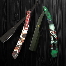 Laden Sie das Bild in den Galerie-Viewer, BARBER SHOP PROFI-RASIERMESSER MIT COOLEN TOTENKOPF- ODER CLOWN-PRINTS - BARBER TRENDS WORLD