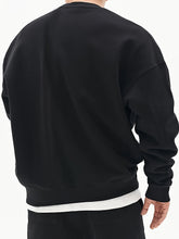 Laden Sie das Bild in den Galerie-Viewer, Schwarzes Sweatshirt mit Rundhalsausschnitt für Herren, lässige Mode, einfarbig, sportlich, lockere Passform, Frühlings- und Herbstkleidung für Teenager und Erwachsene - BARBER TRENDS WORLD
