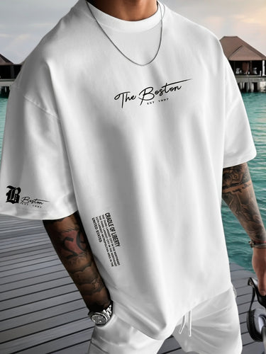 BAGGY TREND-SHIRT MIT ANGESAGTEN SLOGAN PRINTS - BARBER TRENDS WORLD