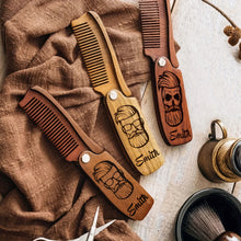 Laden Sie das Bild in den Galerie-Viewer, EDLER PERSONALISIERBARER BARTKAMM AUS SANDELHOLZ - BARBER TRENDS WORLD
