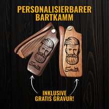 Laden Sie das Bild in den Galerie-Viewer, EDLER PERSONALISIERBARER BARTKAMM AUS SANDELHOLZ - BARBER TRENDS WORLD
