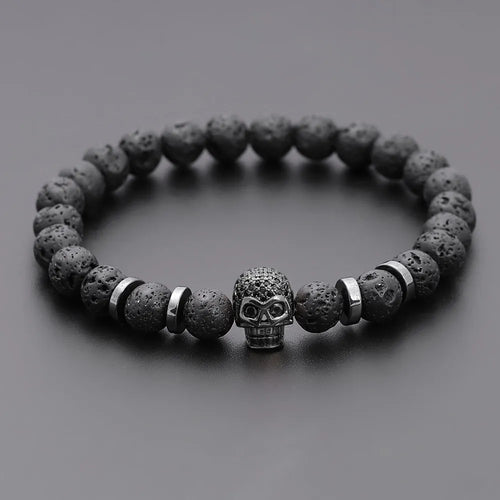 LAVASTEIN ARMBAND MIT TOTENKOPF - BARBER TRENDS WORLD