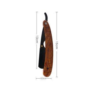 FALTBARES PROFI-RASIERMESSER MIT HANDGESCHNITZTEM HOLZGRIFF - BARBER TRENDS WORLD