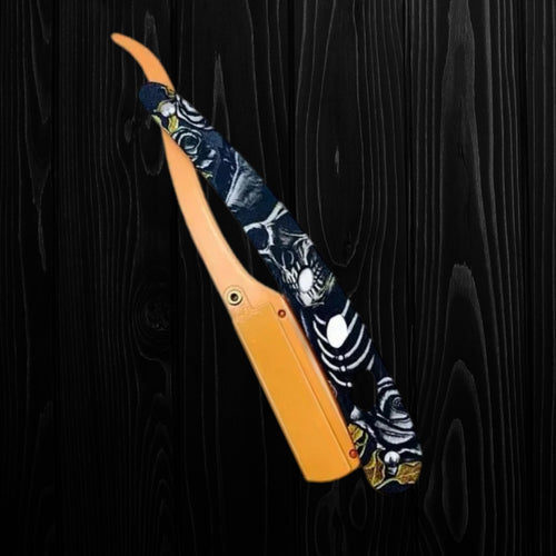 PROFI-RASIERMESSER MIT REBELLISCHEM TOTENKOPF-PRINT! - BARBER TRENDS WORLD