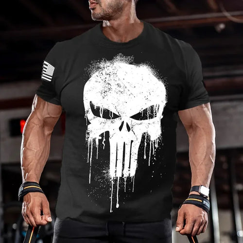 T-SHIRT MIT TOTENKOPF-PRINT - BARBER TRENDS WORLD