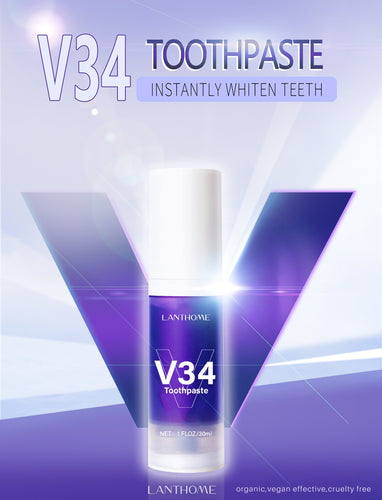 V34 WEIßENDE ZAHNCREME MIT ULTRA-VIOLETT PIGMENT-TECHNOLOGIE - BARBER TRENDS WORLD